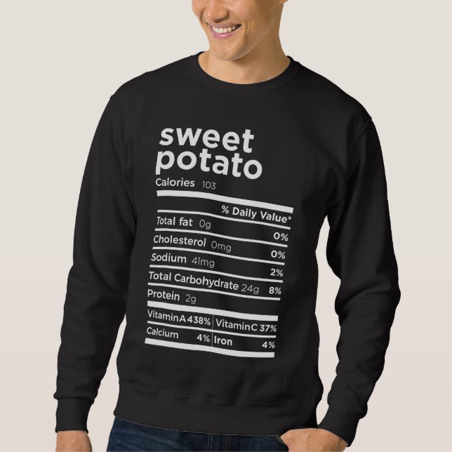 Sweet Potato Nutrition Facts Funny Thanksgiving Co Lång Ärmad Tröja (Framsida)