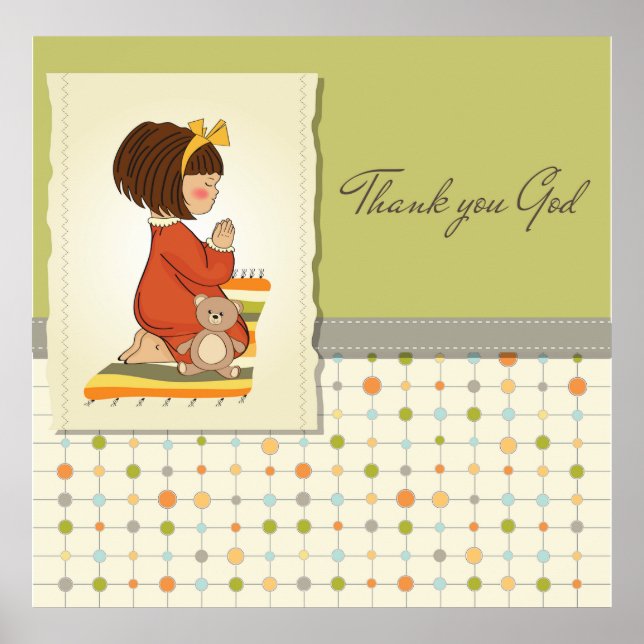 Sweet Praying Girl Thank You God Poster (Framsidan)