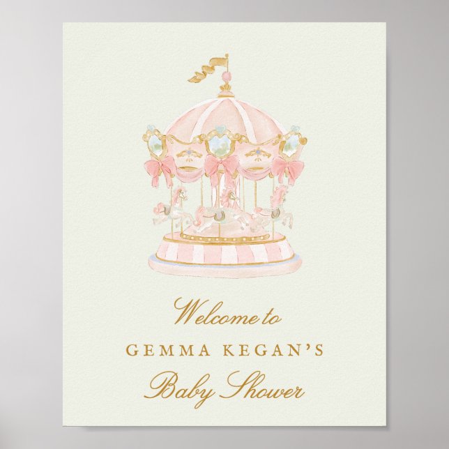sweet princess green sage baby shower welcome sign poster (Framsidan)