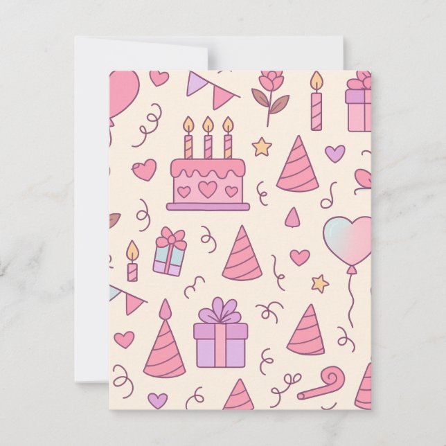 Sweet Princess Party Celebration Pattern Anteckningskort (Framsida)