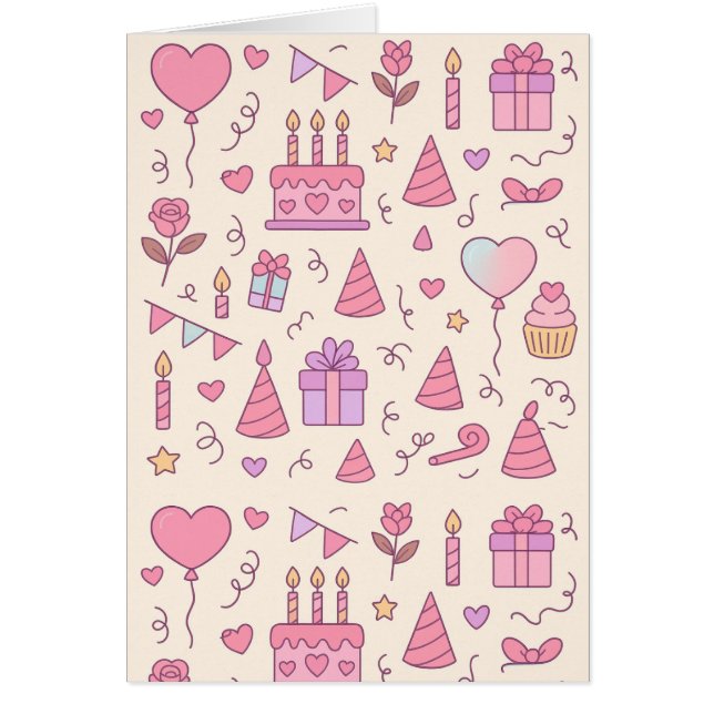 Sweet Princess Party Celebration Pattern Hälsningskort (Framsidan)