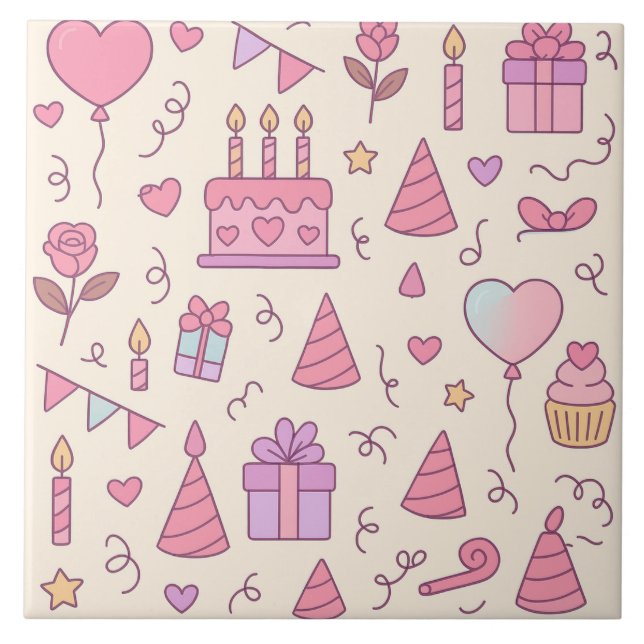 Sweet Princess Party Celebration Pattern Kakelplatta (Framsidan)