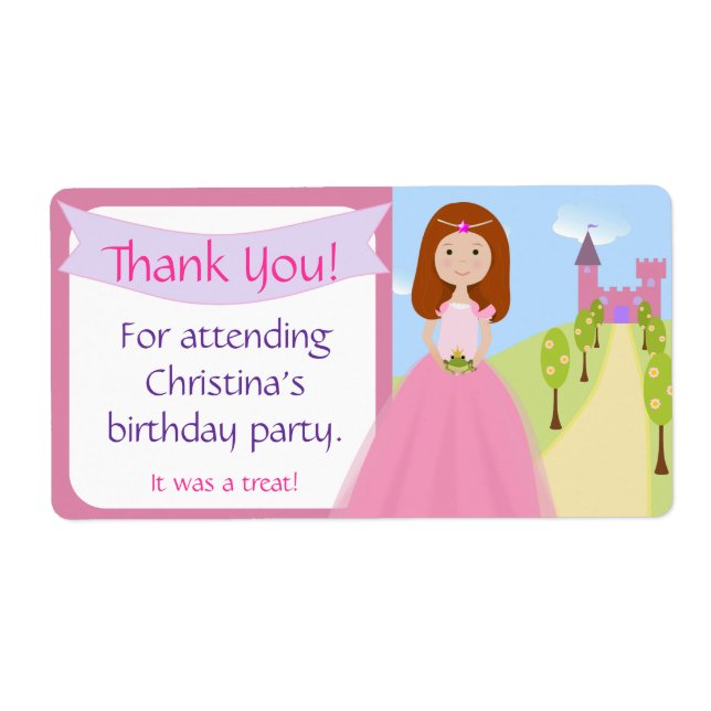 Sweet Princess Party Favor Label Fraktsedel (Framsidan)