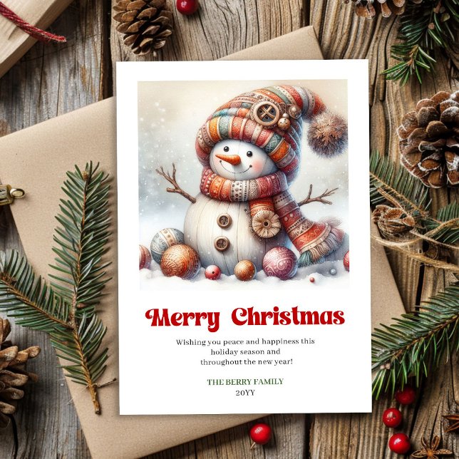 Sweet printable Christmas snowman festive holiday Julkort (Sweet printable Christmas snowman festive holiday)