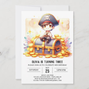 Sweet Printable Pirat Birthday Inbjudningar