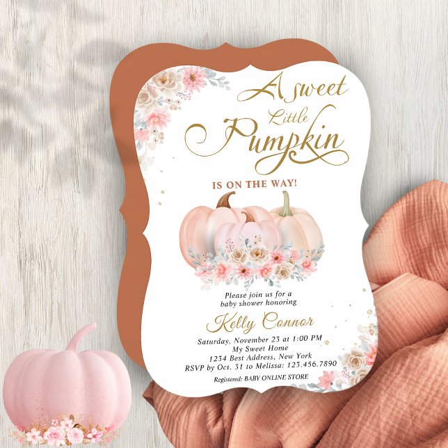 Sweet Pumpkin Blommigt Baby Shower Inbjudningar (Skapare uppladdad)