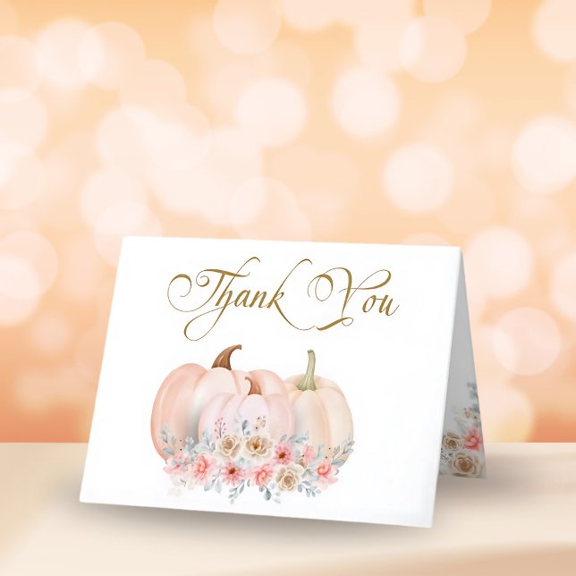 Sweet Pumpkin Blommigt Baby Shower Tack Kort (Skapare uppladdad)