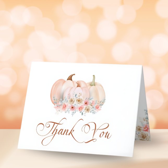 Sweet Pumpkin Blommigt Baby Shower Tack Kort (Skapare uppladdad)