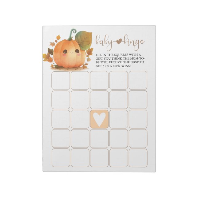 Sweet Pumpkin Fall Baby Bingo Anteckningsblock (Roterad)