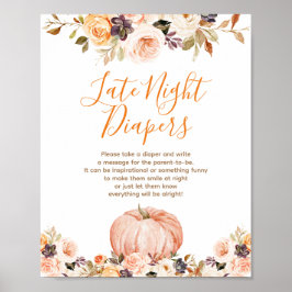 Sweet Pumpkin Rustic Blommigt Late Night Diaper Poster