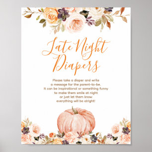 Sweet Pumpkin Rustic Blommigt Late Night Diaper Poster