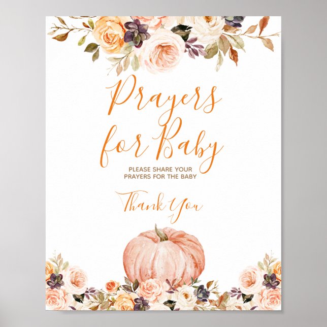 Sweet Pumpkin Rustic Blommigt Prayers för Baby Poster (Framsidan)