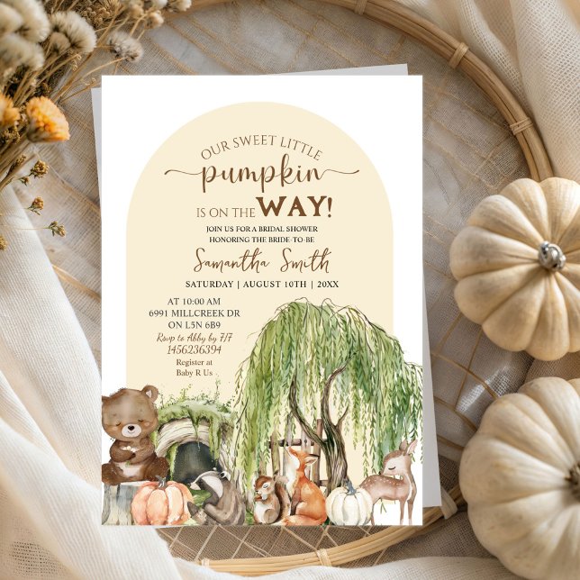 Sweet Pumpkin Woodland Animals Boy Shower Inbjudningar (Skapare uppladdad)