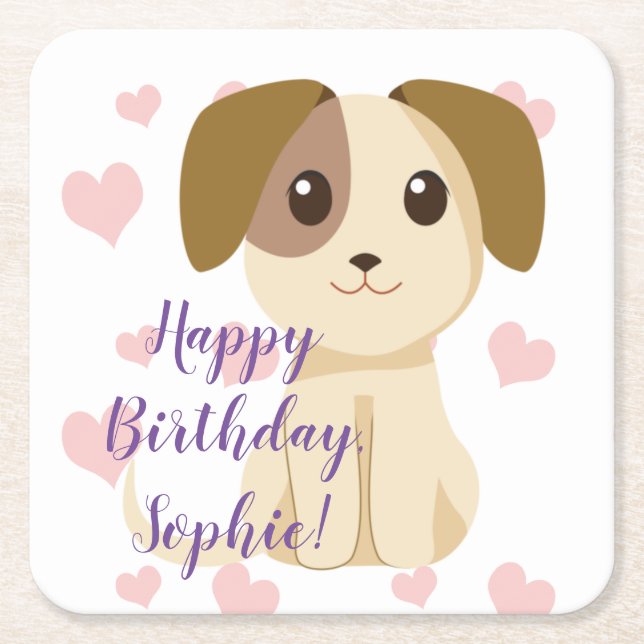 Sweet Puppy Underlägg Papper Kvadrat (Framsidan)
