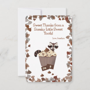 Sweet Raccoon & Chocolate Treat Birthday Tack Kort