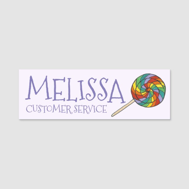Sweet Rainbow Lollipop Lolly Candy Store Namnbricka (Framsida)