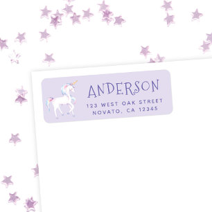 Sweet Rainbow Unicorn Birthday Returadress Etikett