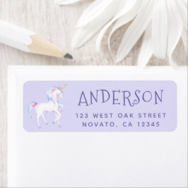 Sweet Rainbow Unicorn Birthday Returadress Returadress Etikett