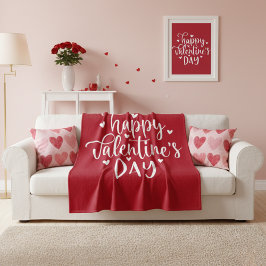 Sweet Red and White Happy Valentine's Day  Fleecefilt