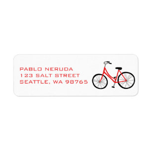 Sweet Red Bicycle Bike ANPASSNINGSBAR Mailing Returadress Etikett