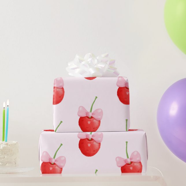 Sweet Red Cherry Mönster Presentpapper (Festgåvor)