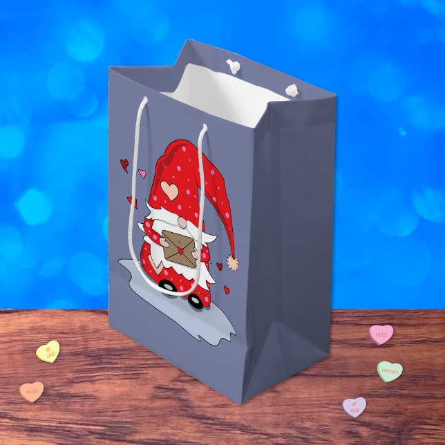 Sweet Red Gnome Blue Grått Gift Bag (Red gnome with letter blue gift bag .)