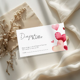 Sweet Red Hearts Baby Shower Diaper Raffle Ticket Tilläggskort