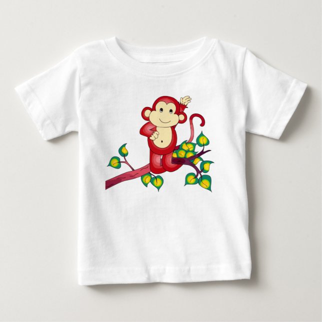 Sweet Red Monkey Baby Shirt Tee (Framsida)
