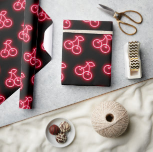 Sweet Red Neon Cherry Mönster Presentpapper