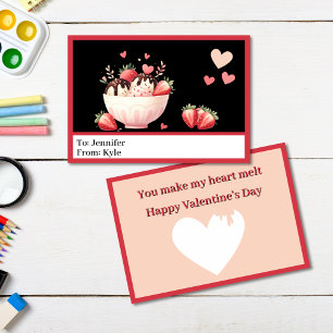 Sweet Red Strawberry Ice Cream Classroom Valentine Kort