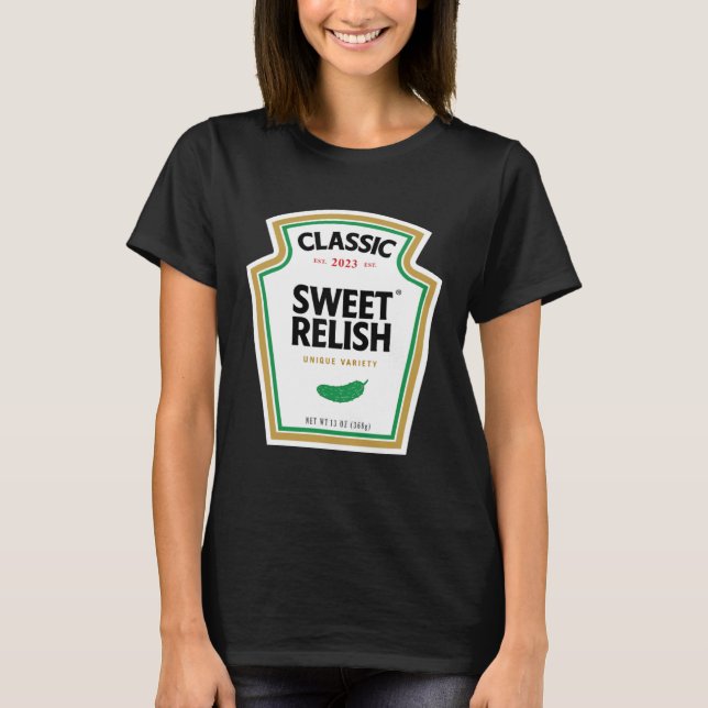 Sweet Relish DIY Halloween Condiment Green Pickle T Shirt (Framsida)