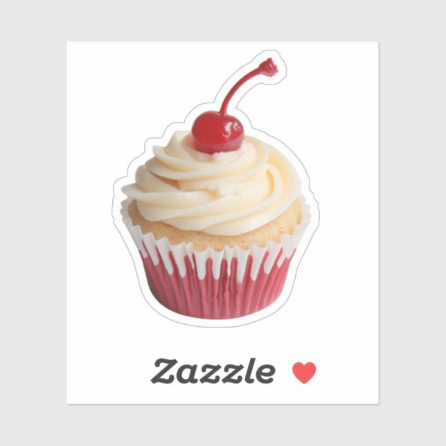 Sweet Retro Cherry-Topped Cupcake  Klistermärken (Ark)