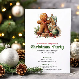Sweet retro Christmas gingerbread man party invite Inbjudningar