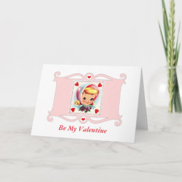 Sweet Retro Valentine Girl Helgkort