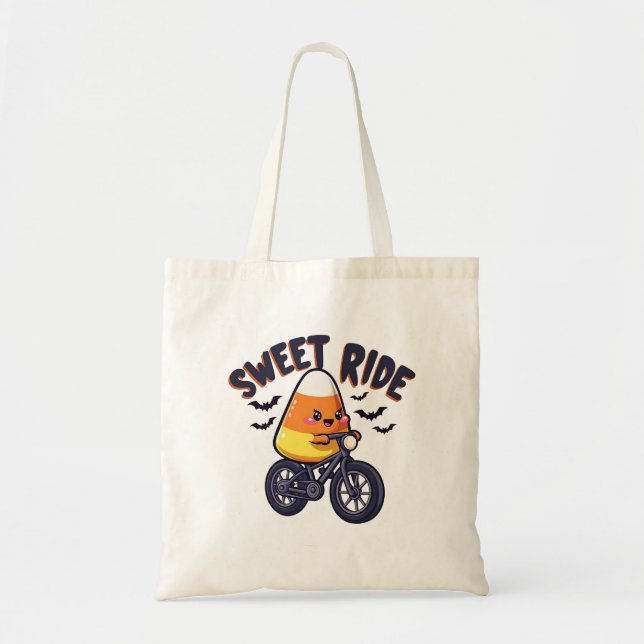 Sweet Ride Funny Candy corn Biking Halloween Tygkasse (Framsidan)