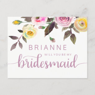 Sweet Ro Watercolor blir min Bridesmaid Inbjudningar