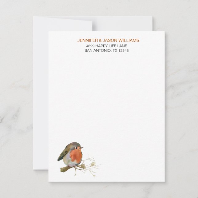 Sweet Robin Bird Nature Älskare Stationery Anteckningskort (Framsida)