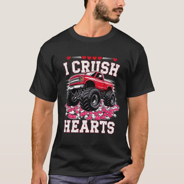 Sweet Roligt Valentine's Monster Lastbil I Crush H T Shirt (Framsida)