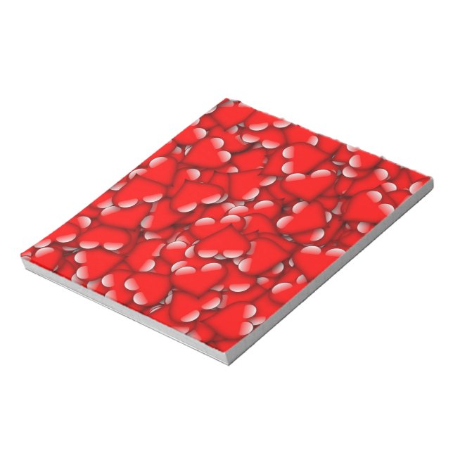 Sweet Romantic Valentine Kärlek Hearts Red Anteckningsblock (Roterad)