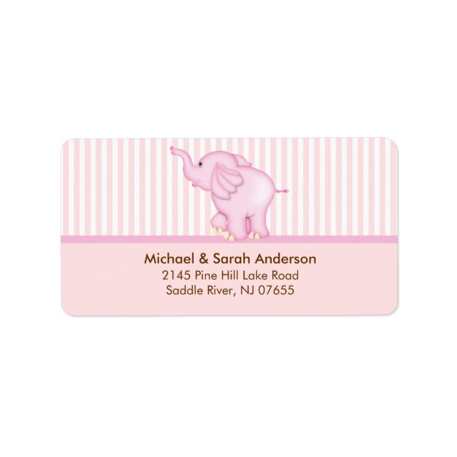 Sweet Rosa Baby Elephant Address Label Adressetikett (Framsidan)
