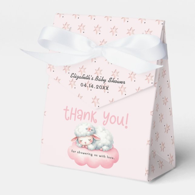 Sweet Rosa Baby Lamb Girl Baby Shower Presentaskar (Framsidan Sidan)