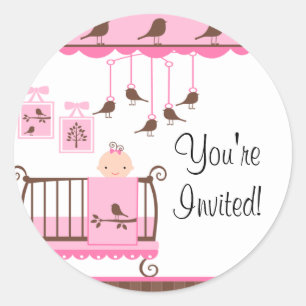 Sweet Rosa Baby Room Du är inbjuden till Sticker Runt Klistermärke