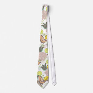 Sweet Rosa Birds Blommigt Garden Vår blommor Tie Slips