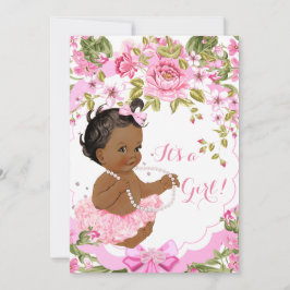 Sweet Rosa Blommigt Baby Shower Girl Ethnic Tutu Inbjudningar