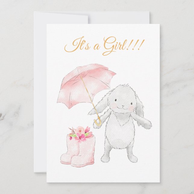*~* Sweet Rosa Bunny Umbrella Shower-inbjudan Inbjudningar (Framsida)