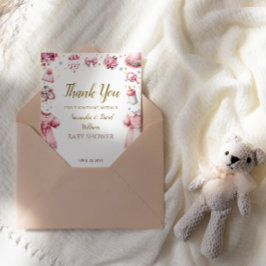 Sweet Rosa Charming Baby Shower Blommigt Tack Kort