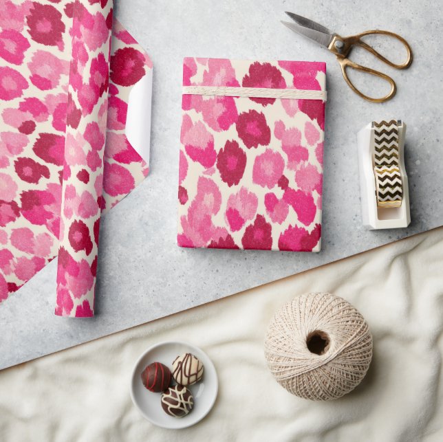 Sweet Rosa Cheetah Chic - Wrapping Papper Roll Presentpapper (Hantverk)