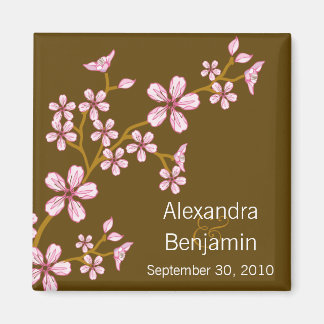 Sweet Rosa Cherry Blommar Bröllop Magnet Favor