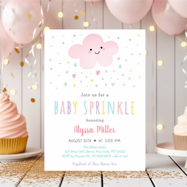 Sweet Rosa Cloud Girl Baby Sprinkle Inbjudningar (Skapare uppladdad)