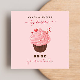 Sweet Rosa Cupkaka Modern Baker Social Media Treat Fyrkantigt Visitkort